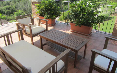 Villa Di Seripa: Mobilia, Proprietà, Tavolo, Tavolo Esterno, Sedia, Camera, Terrazza, Latifoglie, Balcone, Mobili Da Esterno