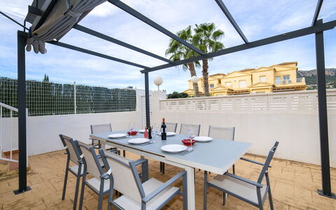 Calpe Calp 410: Mobilia, Mobili Da Esterno, Tavolo, Sedia, Tavolo Esterno, Shade, Piscina, Ricorrere, Terrazza, Cucina & Sala Da Pranzo Tavolo