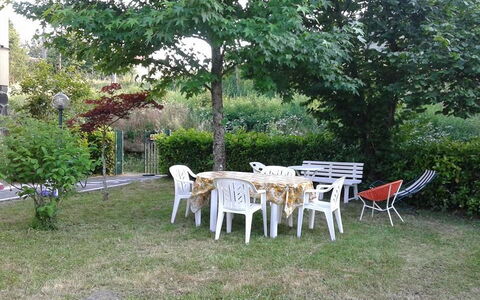 Appartamento Porretta Terme: Proprietà, Cortile, Tavolo, Casa, Backyard, Giardino, Erba, Villetta, Albero, Immobiliare
