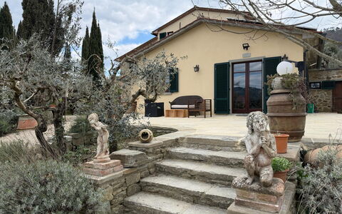Villa Eleonora: Vaso Di Fiori, Flagstone, Giardino, Shade, Landscaping, Pianta Della Casa, Hacienda, Driveway, Cortile