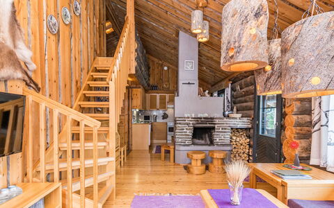 Saaruanaho H1: Legna, Raccordo, Villetta, Casa, Casa, Plank, Edifici Giardino, Log Cabin, Latifoglie, Portico