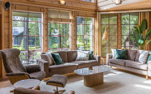 Villa Lumo (Ent. Ylläskyrö): Mobilia, Interior Design, Legna, Pavimentazione, Divano, Pavimento, Soggiorno, Soffitto, Pavimento In Legno, Casa