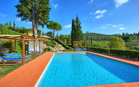 Casa Rossa: Acqua, Cielo, Pianta, Nube, Proprietà, Piscina, Azzurro, Albero, Erba, Tempo Libero