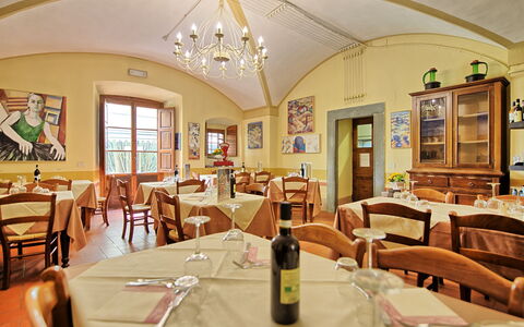Montegufoni: Ristorante, Camera, Proprietà, Sala Da Pranzo, Costruzione, Interior Design, Immobiliare, Tavolo, Mobilia, Attività Commerciale