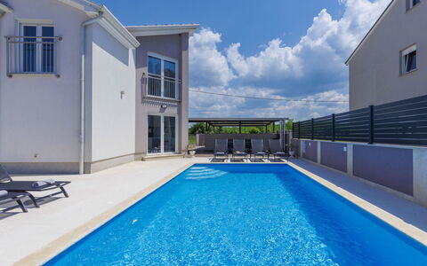 Villa Gocci: Acqua, Cielo, Nube, Giorno, Proprietà, Costruzione, Piscina, Blu, Azzurro, Finestra