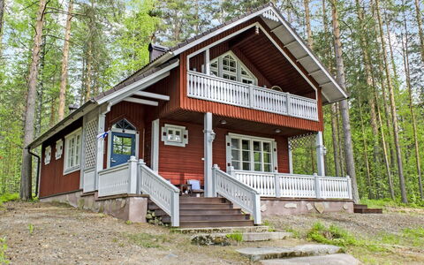 Honkaniemi: Legna, Villetta, Log Cabin, Foresta, Capannone, Edifici Giardino, Larice, Woodland, Color Legno