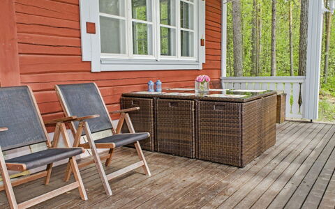Honkaniemi: Legna, Villetta, Log Cabin, Foresta, Capannone, Edifici Giardino, Larice, Woodland, Color Legno
