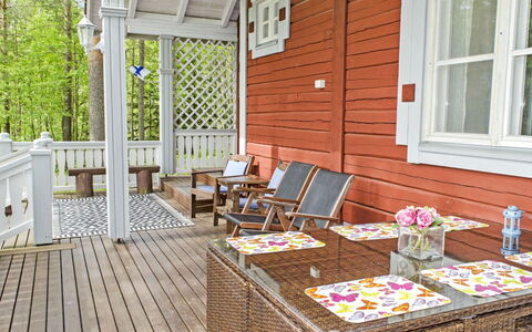 Honkaniemi: Legna, Villetta, Log Cabin, Foresta, Capannone, Edifici Giardino, Larice, Woodland, Color Legno