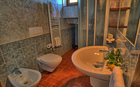 Sole Nel Prato: Bagno, Camera, Proprietà, Piastrella, Interior Design, Rubinetto, Parete, Pavimento, Bidet, Lavello