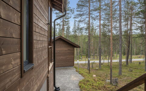 Äkäsmartti a: Legna, Villetta, Log Cabin, Foresta, Capannone, Edifici Giardino, Larice, Woodland, Color Legno