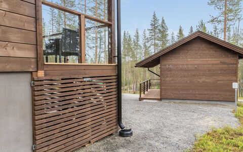 Äkäsmartti a: Legna, Villetta, Log Cabin, Foresta, Capannone, Edifici Giardino, Larice, Woodland, Color Legno