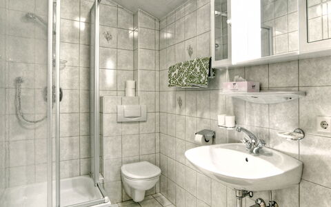 Landhaus Heim: Bagno, Proprietà, Camera, Piastrella, Interior Design, Architettura, Idraulico Fixture, Costruzione, Pavimento, Casa