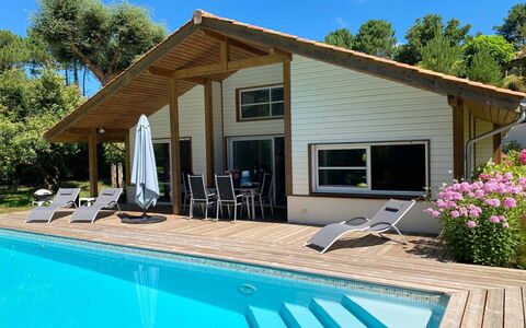 Moliets 625: Legna, Casa, Villetta, Casa, Piscina, Portico, Porta, Ricorrere, Shade, Estate