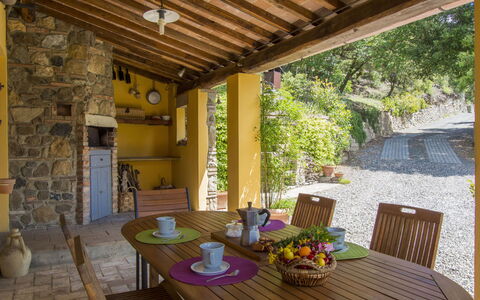 Podere Gabruccino: Tavolo, Mobilia, Proprietà, Pianta, Legna, Sedia, Interior Design, Illuminazione, Finestra, Villetta