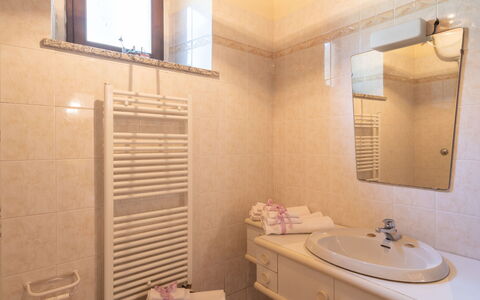 Dicomano 612: Specchio, Rubinetto, Idraulico Fixture, Mobiletto Del Bagno, Proprietà, Lavandino Del Bagno, Lavello, Bagno, Finestra, Legna