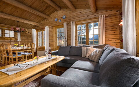 Fjordblick i: Legna, Casa, Casa, Villetta, Log Cabin, Latifoglie, Soggiorno, Divano, Legname, Color Legno