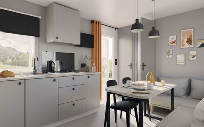 Camping la Plage 649.6: Cucina, Controsoffitto, Elettrodomestico Da Cucina, Mobilia, Cabinetry, Interior Design, Cucina Stufa, Elettrodomestico, Apparecchio Major, Casa