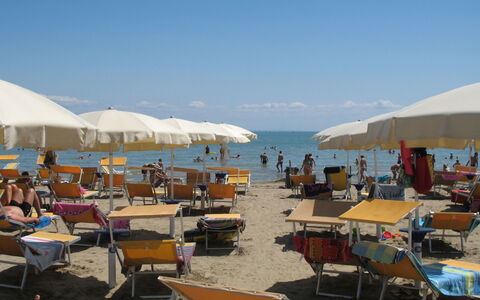 Lignano Pineta 642: Acqua, Cielo, Mobilia, Sedia, Mobili Da Esterno, Spiaggia, Shade, Ombrello, Corpo D'Acqua