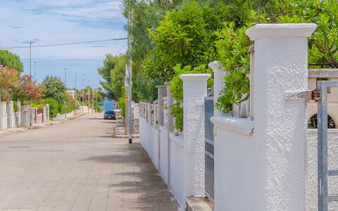 Villa Mezzaluna: Parete, Albero, Spazio Pubblico, Zona Residenziale, Quartiere, Marciapiede, Recinzione, Architettura, Passerella, Strada