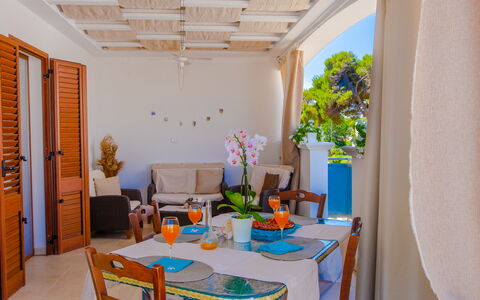 Appartamento Pineta Mare: Tavolo, Mobilia, Proprietà, Pianta, Finestra, Costruzione, Azzurro, Sedia, Decorazione, Pianta Della Casa