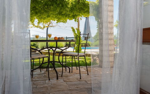 Villa Domenica: Proprietà, Interior Design, Camera, Giallo, Sedia, Mobilia, Architettura, Bicchiere, Casa, Tavolo