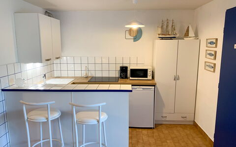 Cap D'Agde 897: Cabinetry, Controsoffitto, Mobilia, Lavandino Della Cucina, Lavello, Elettrodomestico, Cucina, Legna, Sedia, Interior Design