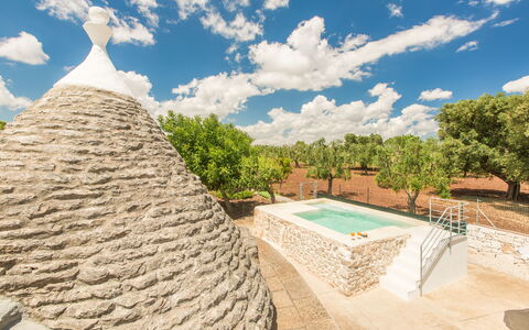 Trullo Del Pioppo Gigante: Nube, Cielo, Thatching, Pianta, Albero, Casa, Paesaggio, Piscina, Erba, Paesaggio Naturale