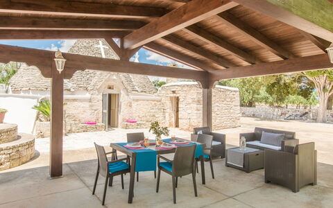 Trullo Del Pioppo Gigante: Tavolo, Mobilia, Pianta, Proprietà, Legna, Sedia, Shade, Interior Design, Mobili Da Esterno, Tavolo Esterno