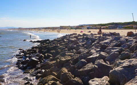 Narbonne-Plage 150: Blu, Costa, Roccia, Spiaggia, Orizzonte, Riva, Costiera E Morfologie Oceanic, Mare, Wind Wave, Oceano