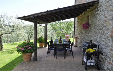 Villa Claudia: Pianta, Fiore, Vaso Di Fiori, Sedia, Shade, Tavolo, Albero, Cielo, Costruzione, Tempo Libero