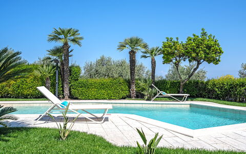 Villa Antonietta: Acqua, Pianta, Cielo, Giorno, Azzurro, Rettangolo, Albero, Piscina, Vegetazione, Mobili Da Esterno