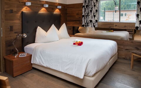 Chesa Piz Mezdi - St. Moritz: Legna, Interior Design, Mobilia, Illuminazione, Soffitto, Camera Da Letto, Letto, Camera, Lancia Cuscino, Appartamento