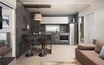Mobilhome Villa Prestige 312.2: Mobilia, Tavolo, Costruzione, Cabinetry, Pavimentazione, Legna, Pavimento, Controsoffitto, Sala, Soggiorno
