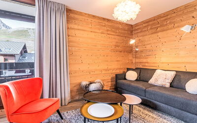 Le Pramecou (Val Claret) 390.8: Mobilia, Proprietà, Tavolo, Costruzione, Comfort, Legna, Illuminazione, Interior Design, Soggiorno, Pavimento