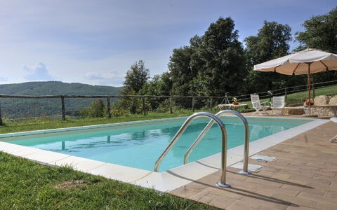 Villa Di Gaiole: Acqua, Pianta, Cielo, Piscina, Shade, Albero, Mobili Da Esterno, Rettangolo, Casa, Costruzione