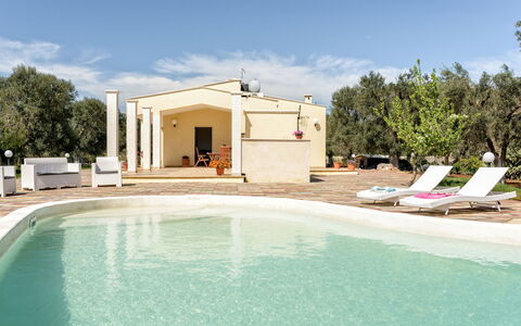 Villa Käthe Con Piscina Privata: Acqua, Cielo, Nube, Proprietà, Pianta, Costruzione, Piscina, Azzurro, Albero, Shade