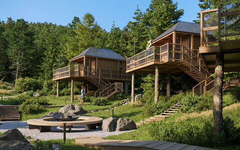 Premium Baumhaus mit 1 Schlafzimmer: Pianta, Cielo, Finestra, Costruzione, Albero, Paesaggio Naturale, Villetta, Casa, Legna, Lotto