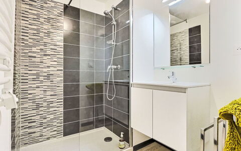 Valras Plage 110: Pavimentazione, Pavimento, Interior Design, Bagno, Idraulico Fixture, Piastrella, Idraulico, Materiale Composito, Mobiletto Del Bagno, Doccia