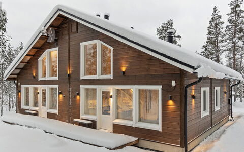 Villa Galdu a: Legna, Inverno, Casa, Neve, Villetta, Congelamento, Raccordo, Log Cabin, Latifoglie, Color Legno