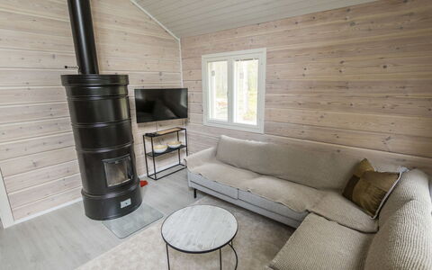 Villa Galdu a: Legna, Latifoglie, Log Cabin, Plank, Color Legno, Pavimento In Legno, Soggiorno, Inverno, Raccordo