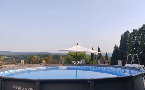 Villa La Cicogna Tuscany: Cielo, Costruzione, Piscina, Albero, Shade, Acqua, Mobili Da Esterno, Tempo Libero, Rettangolo, Tetto