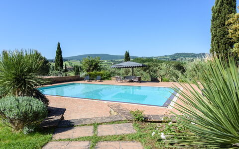 Villa Pancole: Acqua, Pianta, Proprietà, Cielo, Piscina, Azzurro, Paesaggio Naturale, Costruzione, Albero, Rettangolo