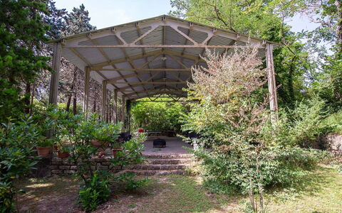 Villa Pania: Pianta, Cielo, Shade, Albero, Groundcover, Arbusto, Paesaggio, Erba, Struttura Esterna, Giardino