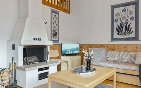 Siulapalkinen a 4: Mobilia, Interior Design, Pavimentazione, Legna, Pavimento, Soffitto, Camera, Soggiorno, Divano, Televisione
