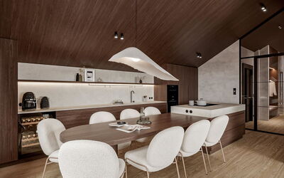 Premium mit Sauna & Garten 400.1: Mobilia, Proprietà, Tavolo, Sedia, Legna, Interior Design, Cucina, Stile, Cabinetry, Pavimento