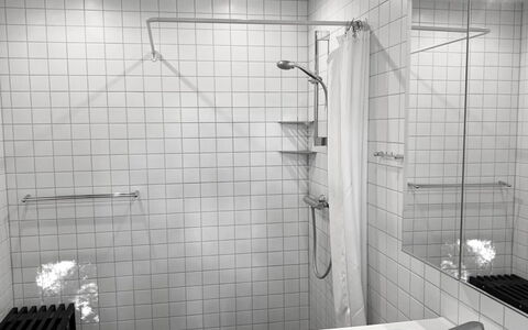 Iadrik - 85M to the Fjord: Idraulico Fixture, Bagno, Idraulico, Interior Design, Pavimentazione, Pavimento, Doccia, Piastrella, Rubinetto, Soffione Doccia