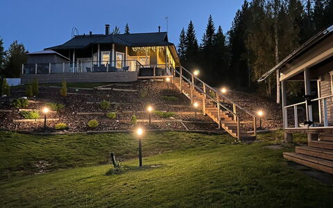 Pihlajaranta: Villetta, Cortile, Portico, Sera, Deck, Log Cabin, Eco Hotel