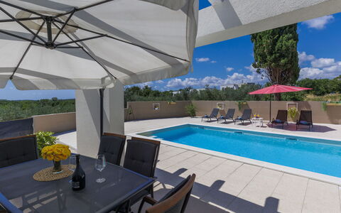 Noce: Tavolo, Mobilia, Pianta, Proprietà, Acqua, Ombrello, Sedia, Piscina, Shade, Azzurro