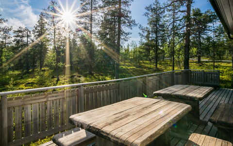 Hirvasaho B 2: Legna, Lotto, Foresta, Portico, Larice, Woodland, Shade, Deck, Latifoglie, Plank