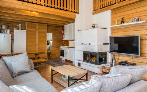 Hirvasaho B 2: Legna, Soffitto, Interior Design, Pavimentazione, Pavimento, Latifoglie, Camera, Soggiorno, Color Legno, Log Cabin